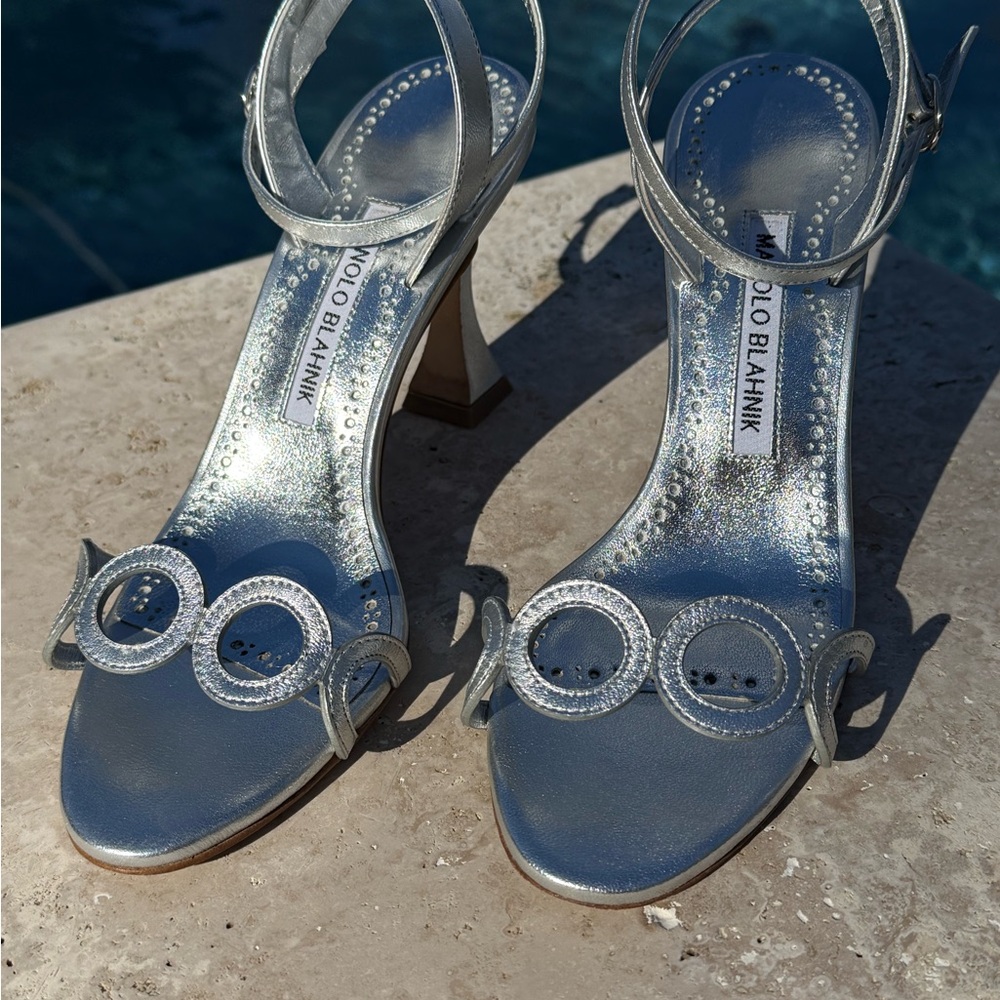 Manolo Blahnik Metallic Silver Heels - Picture 13 of 16